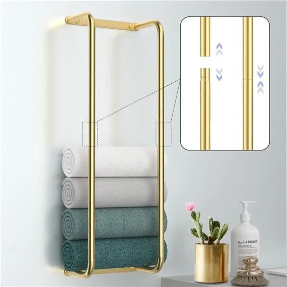 Towel Rack for Bathroom Wall Mounted, Bathroom Towel Storage - Brushed Gold